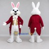 Custom White Burgundy and Gold Rabbit in Tailcoat Mascot Costume Adult Full Body Suit for Easter Events Custom White Burgundy and Gold Rabbit in Tailcoat Mascot Costume Adult Full Body Suit for Easter Events