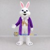 Custom White Purple and Gold Rabbit in Tailcoat Mascot Costume Adult Full Body Suit for Easter Events Custom White Purple and Gold Rabbit in Tailcoat Mascot Costume Adult Full Body Suit for Easter Events