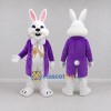 Custom White Purple and Gold Rabbit in Tailcoat Mascot Costume Adult Full Body Suit for Easter Events Custom White Purple and Gold Rabbit in Tailcoat Mascot Costume Adult Full Body Suit for Easter Events