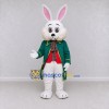 Custom White and Green Rabbit in Coat Mascot Costume Adult Full Body Suit for Easter Events Custom White and Green Rabbit in Coat Mascot Costume Adult Full Body Suit for Easter Events