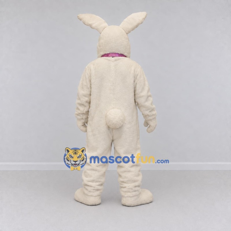 Custom Cream and Purple Rabbit with Bow Tie Mascot Costume Adult Full Body Suit for Easter Events
