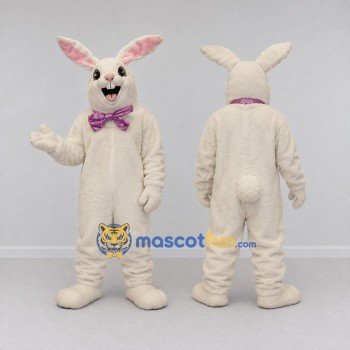 Custom Cream and Purple Rabbit with Bow Tie Mascot Costume Adult Full Body Suit for Easter Events