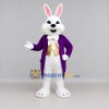 Custom White Purple and Gold Rabbit in Tailcoat Mascot Costume Adult Full Body Suit for Easter Events Custom White Purple and Gold Rabbit in Tailcoat Mascot Costume Adult Full Body Suit for Easter Events