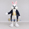Custom White Navy Blue and Gold Rabbit in Tailcoat Mascot Costume Adult Full Body Suit for Easter Events Custom White Navy Blue and Gold Rabbit in Tailcoat Mascot Costume Adult Full Body Suit for Easter Events