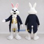 Custom White Navy Blue and Gold Rabbit in Tailcoat Mascot Costume Adult Full Body Suit for Easter Events