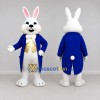 Custom White Blue and Gold Rabbit in Tailcoat Mascot Costume Adult Full Body Suit for Easter Events Custom White Blue and Gold Rabbit in Tailcoat Mascot Costume Adult Full Body Suit for Easter Events