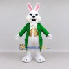 Custom White Green and Gold Rabbit in Tailcoat Mascot Costume Adult Full Body Suit for Easter Events Custom White Green and Gold Rabbit in Tailcoat Mascot Costume Adult Full Body Suit for Easter Events