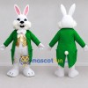 Custom White Green and Gold Rabbit in Tailcoat Mascot Costume Adult Full Body Suit for Easter Events Custom White Green and Gold Rabbit in Tailcoat Mascot Costume Adult Full Body Suit for Easter Events