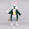 Custom White Dark Green and Gold Rabbit in Tailcoat Mascot Costume Adult Full Body Suit for Easter Events Custom White Dark Green and Gold Rabbit in Tailcoat Mascot Costume Adult Full Body Suit for Easter Events