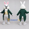 Custom White Dark Green and Gold Rabbit in Tailcoat Mascot Costume Adult Full Body Suit for Easter Events Custom White Dark Green and Gold Rabbit in Tailcoat Mascot Costume Adult Full Body Suit for Easter Events