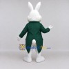 Custom White Dark Green and Gold Rabbit in Tailcoat Mascot Costume Adult Full Body Suit for Easter Events Custom White Dark Green and Gold Rabbit in Tailcoat Mascot Costume Adult Full Body Suit for Easter Events
