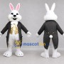 Custom White Black and Gold Rabbit in Tailcoat Mascot Costume Adult Full Body Suit for Easter Events