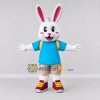 Custom White Blue and Tan Rabbit in T-Shirt Mascot Costume Adult Full Body Suit for School Events Custom White Blue and Tan Rabbit in T-Shirt Mascot Costume Adult Full Body Suit for School Events