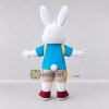 Custom White Blue and Tan Rabbit in T-Shirt Mascot Costume Adult Full Body Suit for School Events Custom White Blue and Tan Rabbit in T-Shirt Mascot Costume Adult Full Body Suit for School Events