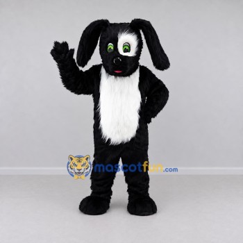 Custom Black and White Lop-Eared Rabbit Mascot Costume Adult Full Body Suit for Easter Events Custom Black and White Lop-Eared Rabbit Mascot Costume Adult Full Body Suit for Easter Events