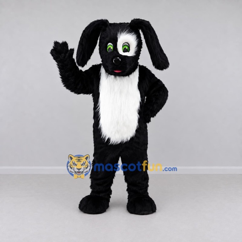 Custom Black and White Lop-Eared Rabbit Mascot Costume Adult Full Body Suit for Easter Events Custom Black and White Lop-Eared Rabbit Mascot Costume Adult Full Body Suit for Easter Events