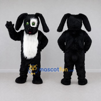 Custom Black and White Lop-Eared Rabbit Mascot Costume Adult Full Body Suit for Easter Events