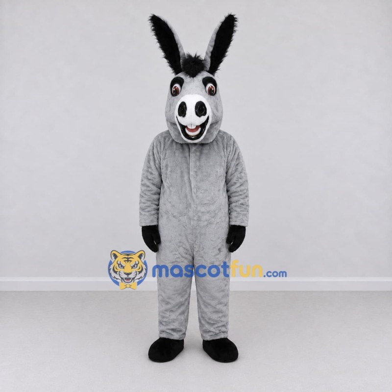 Custom Gray and Black Donkey Mascot Costume Adult Full Body Suit for Farm Events