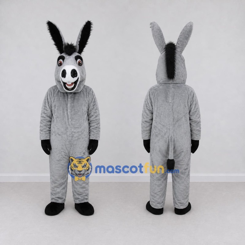 Custom Gray and Black Donkey Mascot Costume Adult Full Body Suit for Farm Events