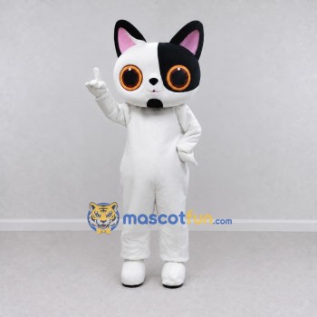 Custom White and Black Cat Mascot Costume Adult Full Body Suit for Pet Events Custom White and Black Cat Mascot Costume Adult Full Body Suit for Pet Events