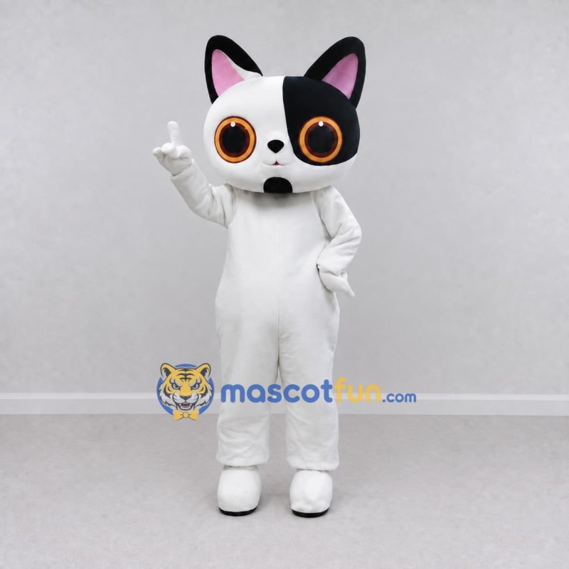 Custom White and Black Cat Mascot Costume Adult Full Body Suit for Pet Events Custom White and Black Cat Mascot Costume Adult Full Body Suit for Pet Events