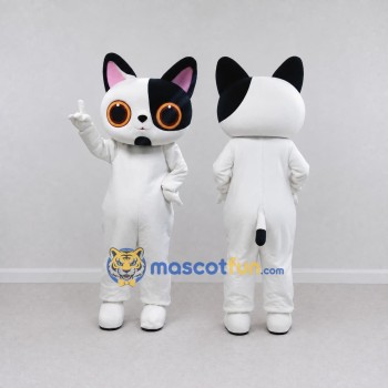 Custom White and Black Cat Mascot Costume Adult Full Body Suit for Pet Events