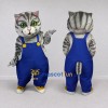 Custom Gray and Blue Tabby Cat in Overalls Mascot Costume Adult Full Body Suit for Children's Parties Custom Gray and Blue Tabby Cat in Overalls Mascot Costume Adult Full Body Suit for Children's Parties