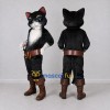 Custom Black White and Brown Cat in Boots Mascot Costume Adult Full Body Suit for Storytelling Events