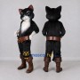 Custom Black White and Brown Cat in Boots Mascot Costume Adult Full Body Suit for Storytelling Events