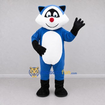 Custom Blue and White Canine Character Mascot Costume Adult Full Body Suit for Community Events