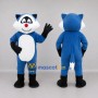 Custom Blue and White Canine Character Mascot Costume Adult Full Body Suit for Community Events