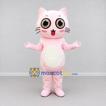Custom Pink and White Cat Mascot Costume Adult Full Body Suit for Children's Parties