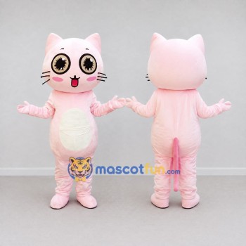 Custom Pink and White Cat Mascot Costume Adult Full Body Suit for Children's Parties