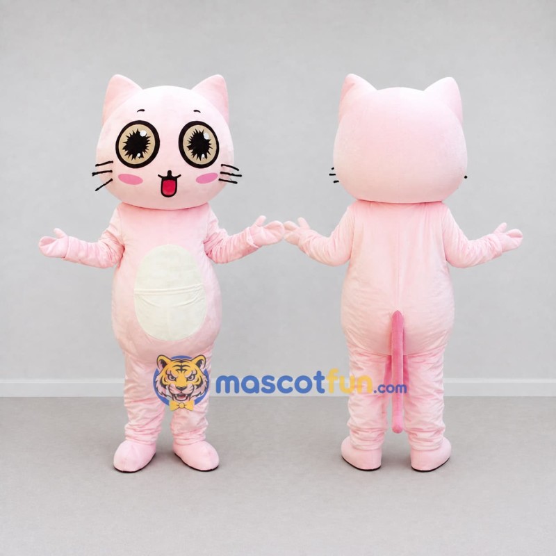 Custom Pink and White Cat Mascot Costume Adult Full Body Suit for Children's Parties Custom Pink and White Cat Mascot Costume Adult Full Body Suit for Children's Parties