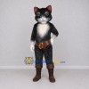 Custom Black White and Brown Cat in Boots Mascot Costume Adult Full Body Suit for Storytelling Events
