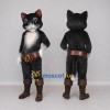 Custom Black White and Brown Cat in Boots Mascot Costume Adult Full Body Suit for Storytelling Events