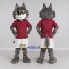 Custom Gray and Burgundy Wolf in Sportswear Mascot Costume Adult Full Body Suit for Sports Events Custom Gray and Burgundy Wolf in Sportswear Mascot Costume Adult Full Body Suit for Sports Events