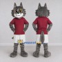 Custom Gray and Burgundy Wolf in Sportswear Mascot Costume Adult Full Body Suit for Sports Events