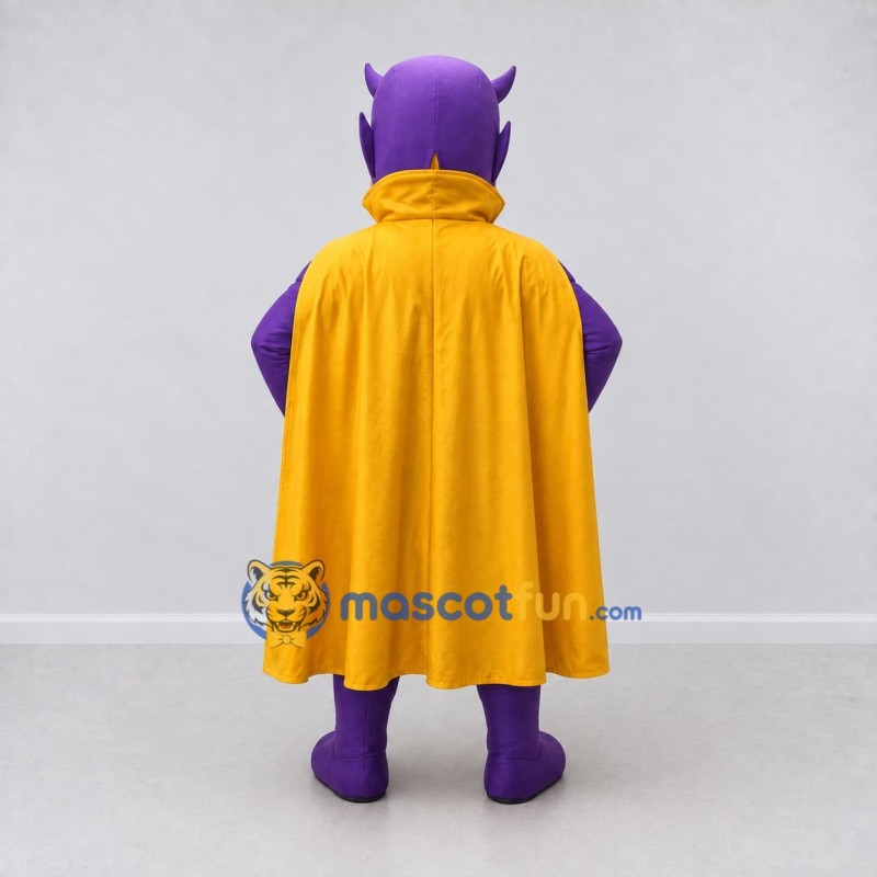 Custom Purple and Yellow Masked Superhero Mascot Costume Adult Full Body Suit for Themed Parties