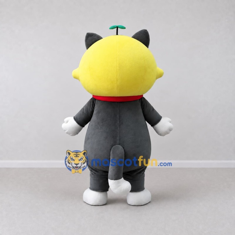 Custom Gray and Yellow Cat in Hood Mascot Costume Adult Full Body Suit for Children's Parties Custom Gray and Yellow Cat in Hood Mascot Costume Adult Full Body Suit for Children's Parties