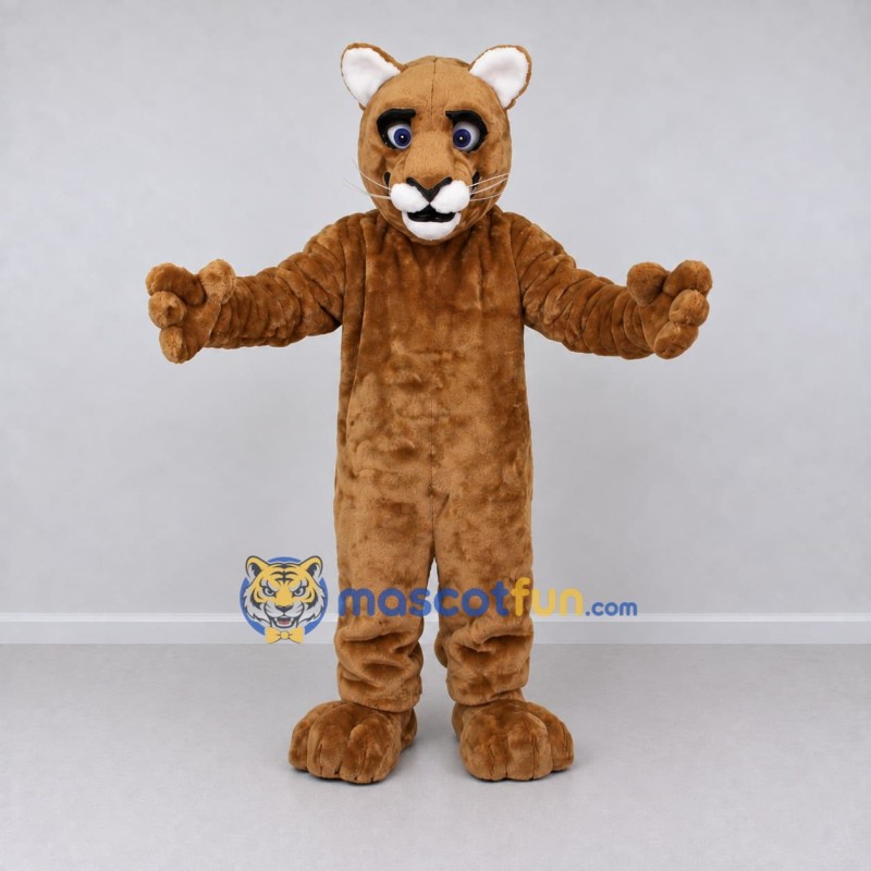 Custom Tan and Cream Cougar Mascot Costume Adult Full Body Suit for Wildlife Events Custom Tan and Cream Cougar Mascot Costume Adult Full Body Suit for Wildlife Events