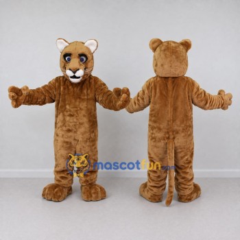 Custom Tan and Cream Cougar Mascot Costume Adult Full Body Suit for Wildlife Events