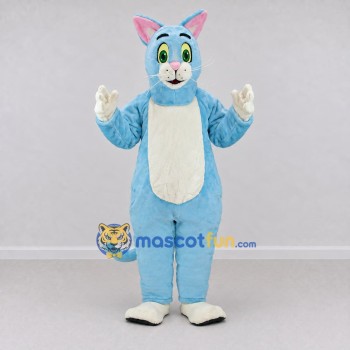 Custom Light Blue and White Cat Mascot Costume Adult Full Body Suit for Pet Events Custom Light Blue and White Cat Mascot Costume Adult Full Body Suit for Pet Events