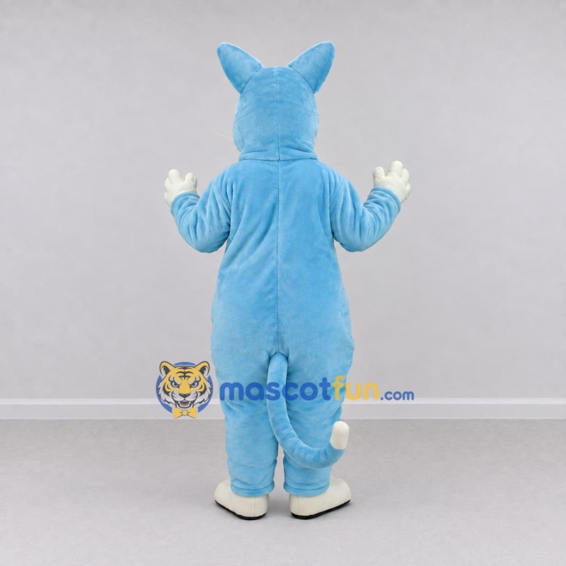 Custom Light Blue and White Cat Mascot Costume Adult Full Body Suit for Pet Events Custom Light Blue and White Cat Mascot Costume Adult Full Body Suit for Pet Events