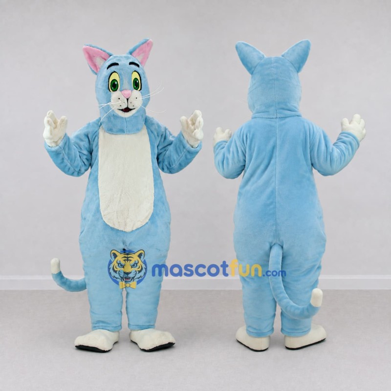 Custom Light Blue and White Cat Mascot Costume Adult Full Body Suit for Pet Events Custom Light Blue and White Cat Mascot Costume Adult Full Body Suit for Pet Events