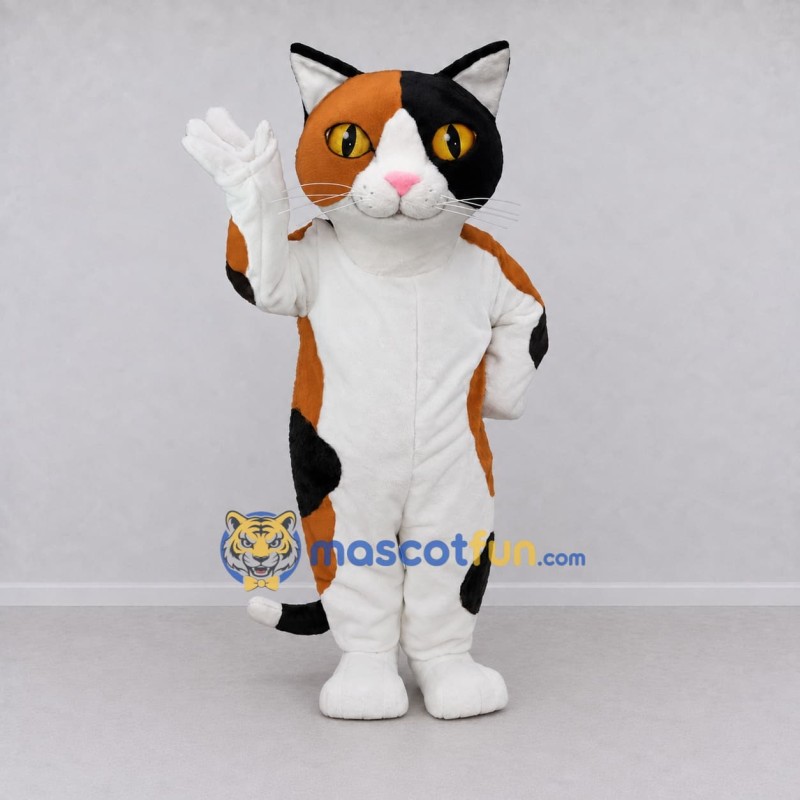 Custom Orange Black and White Calico Cat Mascot Costume Adult Full Body Suit for Pet Events Custom Orange Black and White Calico Cat Mascot Costume Adult Full Body Suit for Pet Events