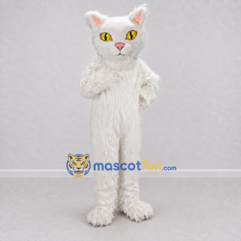 Custom White Cat Mascot Costume Adult Full Body Suit for Pet Events Custom White Cat Mascot Costume Adult Full Body Suit for Pet Events