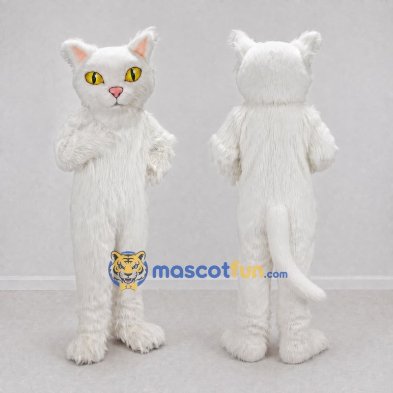Custom White Cat Mascot Costume Adult Full Body Suit for Pet Events Custom White Cat Mascot Costume Adult Full Body Suit for Pet Events