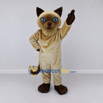 Custom Tan and Brown Siamese Cat Mascot Costume Adult Full Body Suit for Pet Events