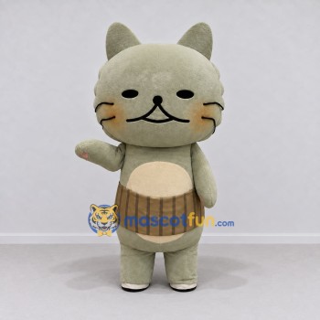 Custom Gray Green and Brown Cat Character Mascot Costume Adult Full Body Suit for Children's Parties Custom Gray Green and Brown Cat Character Mascot Costume Adult Full Body Suit for Children's Parties